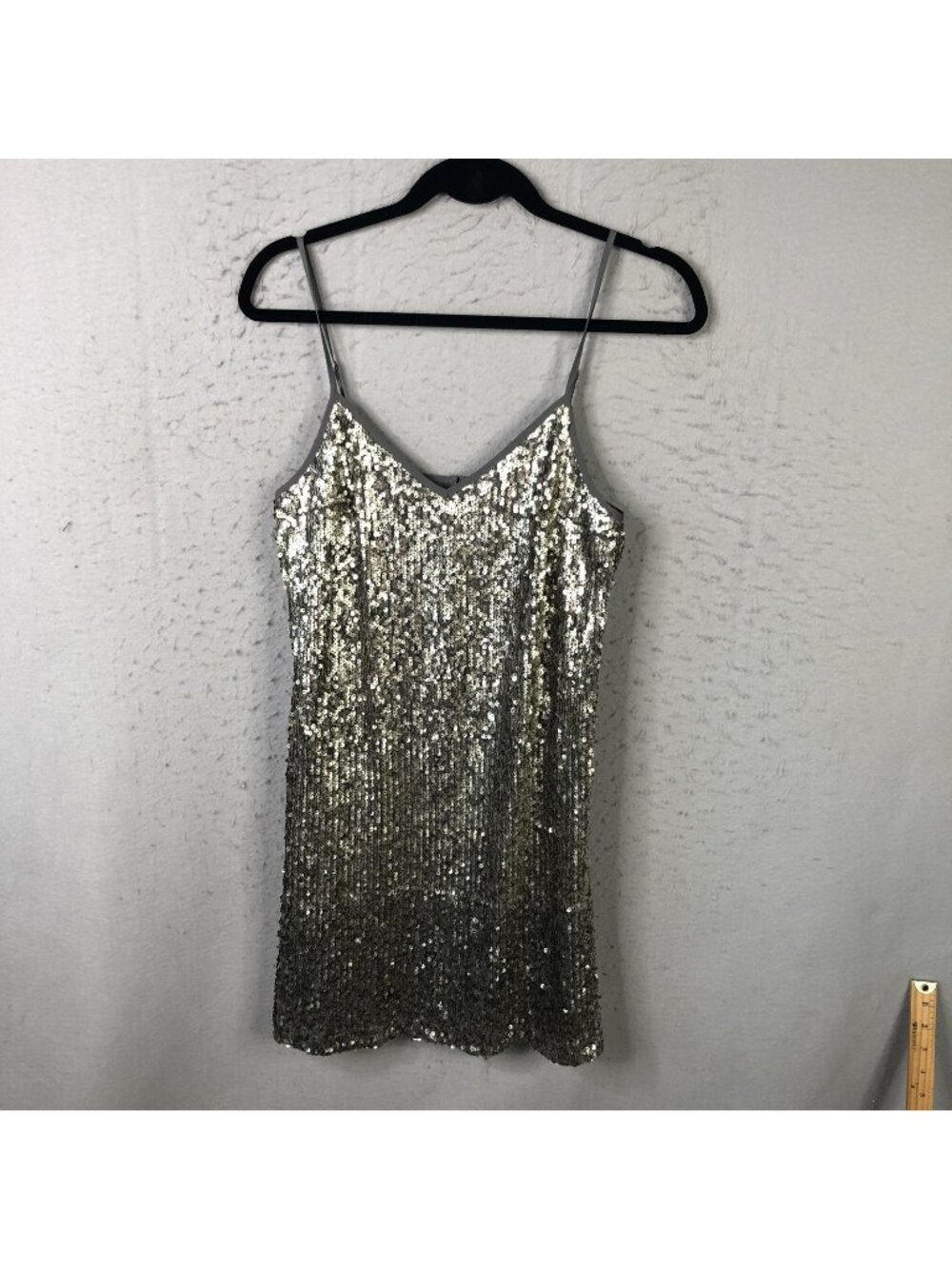 Abercrombie & Fitch Dress Womens S Silver Sequin V Neck Slip Mini Party Cocktail